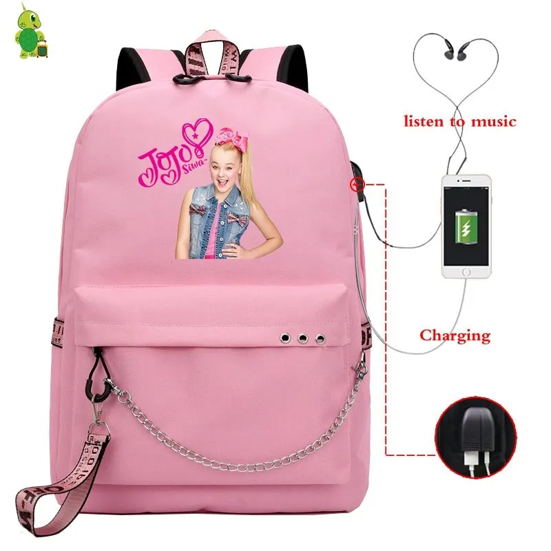 6 Mochila JoJo Siwa рюкзак, школьные сумки для девочек-подростков, женский рюкзак, Usb зарядка, рюкзак для ноутбука, модный рюкзак, дорожные сумки - Цвет: 6