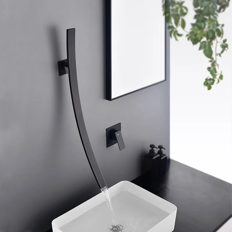 

Bathroom basin faucets sink tap black faucet basin taps 70cm Spout lavamanos tap wall mounted sink torneira hot and cold water