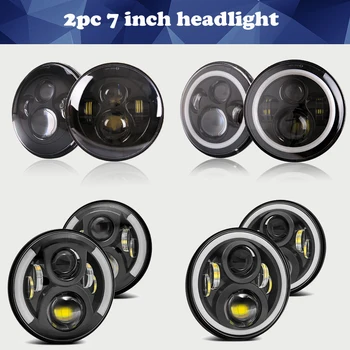 

2pcs 7Inch LED Headlamps with Halo Ring Amber Turn Signal For lada niva 4x4 7" DRL Halo Headlights For VAZ 2101 Jeep Wrangler Jk
