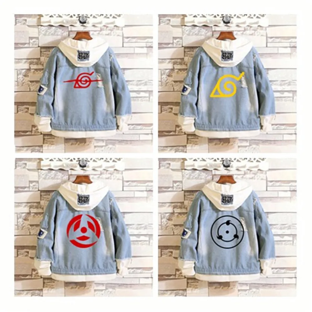 

Anime NARUTO Cosplay Jacket Uzumaki Costume Men Casual Jeans Coat Naruto Uchiha Sasuke Women Autumn Denim Hooded Sweatshirt