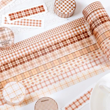 

VanYi 15mm*3m Basic grid Kawaii Sulfuric Acid Paper Tape Set Korean Stationery Office Supplies Decoration School Masking Tape