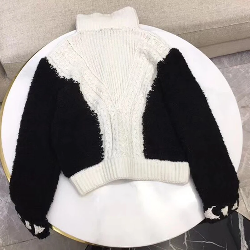 Женский кардиган свитер с отложным воротником на молнии повседневный вязаный короткий кардиган осеннее пальто