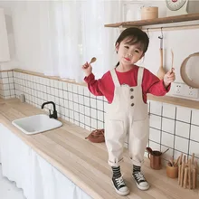 Летние штаны для маленьких девочек, милые однотонные джинсовые штаны с 3 пряжками, комбинезон, брюки