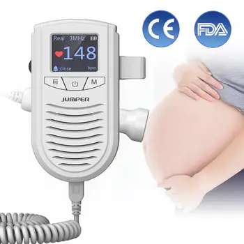 

Household Pregnant Baby Ultrasound Heartbeat Sound Monitor No Radiation 3.0MHz Probe Fetal Doppler Detector Pocket Portable