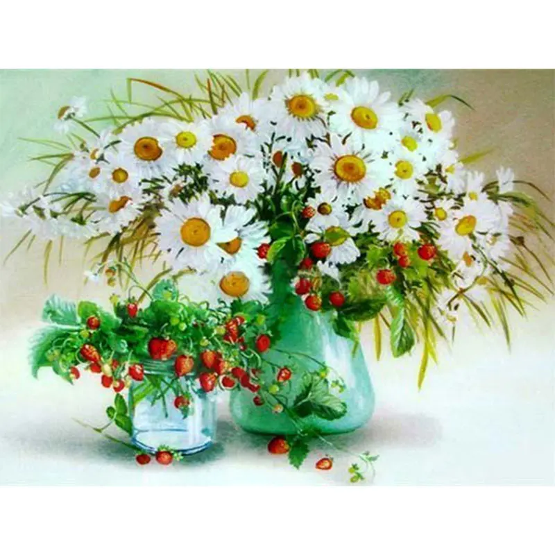 SHAYI DIY 5D Diamond Painting White Daisy Flower Scenery Full Square/Round Drill Mosaic Embroidery Cross Stitch Home Decoration | Дом и сад