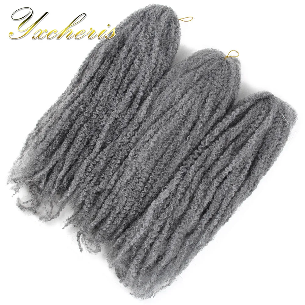 YXCHERISHAIR Kanekalon косички марли волос 18 &quotДлинные Серые светлые термостойкие АФРО