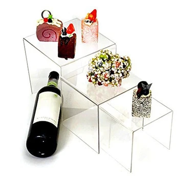 

Square Acrylic Clear 3 Size Riser Display Stands Showcase Set to Set up Jewerly C6UD