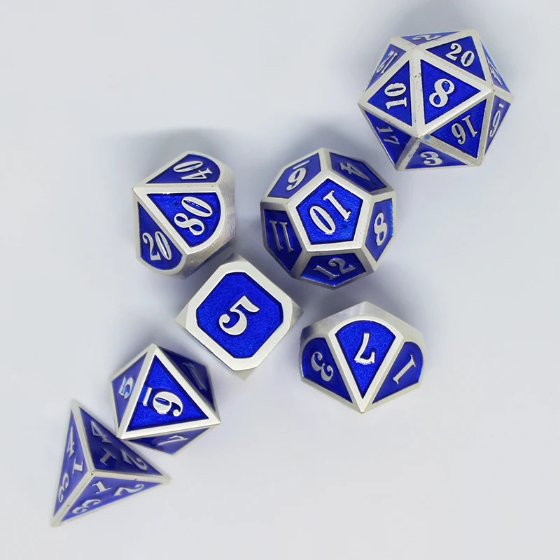 Синий rpg кости Подземелья и Драконы настольные игры распродажа продвижение многогранные металлические кубики цинковый сплав числовое сочетание игральные кости