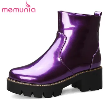 

MEMUNIA 2020 new arrival women ankle boots zip autumn winter square heels platform boots comfortable punk casual shoes woman