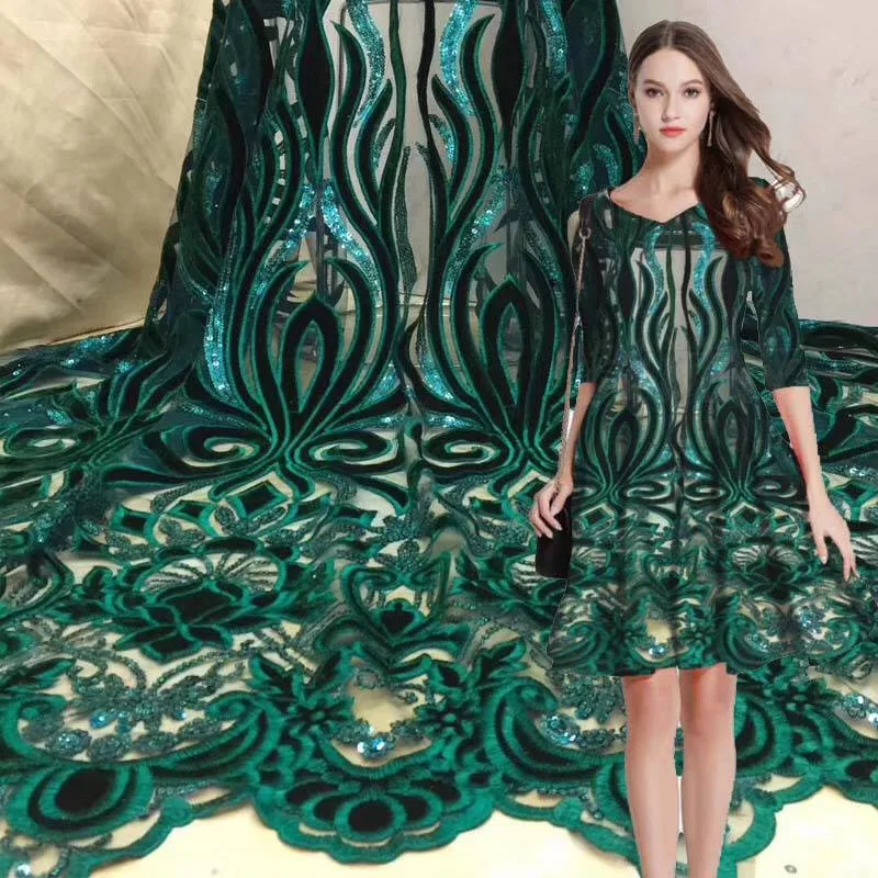 

African Lace Fabric 2018 High Quality Lace Mesh Fabric Embroidered Sequins Nigerian Swiss Lace Fabric DYSZP8
