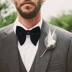 1Set Formal Suits British Solid Bow Tie Trendy Business Wedding Collar Cufflinks Pocket Towel Square Set Gifts For Men Accessory