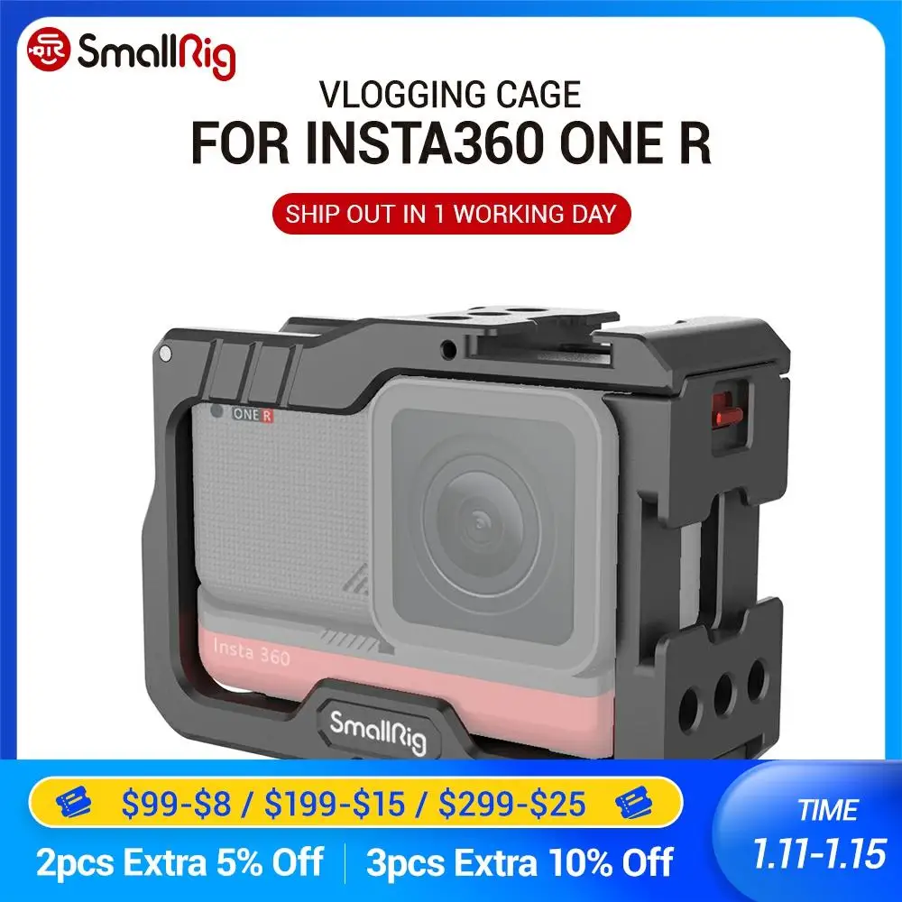Клетка из алюминия SmallRig Vlog для Insta360 ONE R клетка бревен складные крепежные пальцы