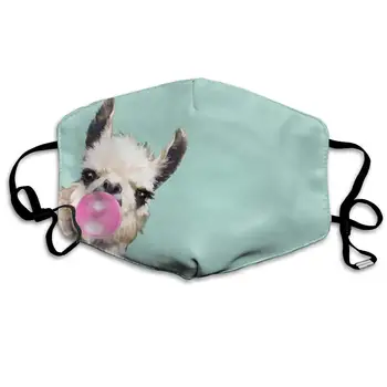 

NiYoung Unisex Breathable Pink Bubble Gum Sneaky Llama Alpaca Mint Green Mouth Mask, Adjustable Earloop Anti Dust Pollution