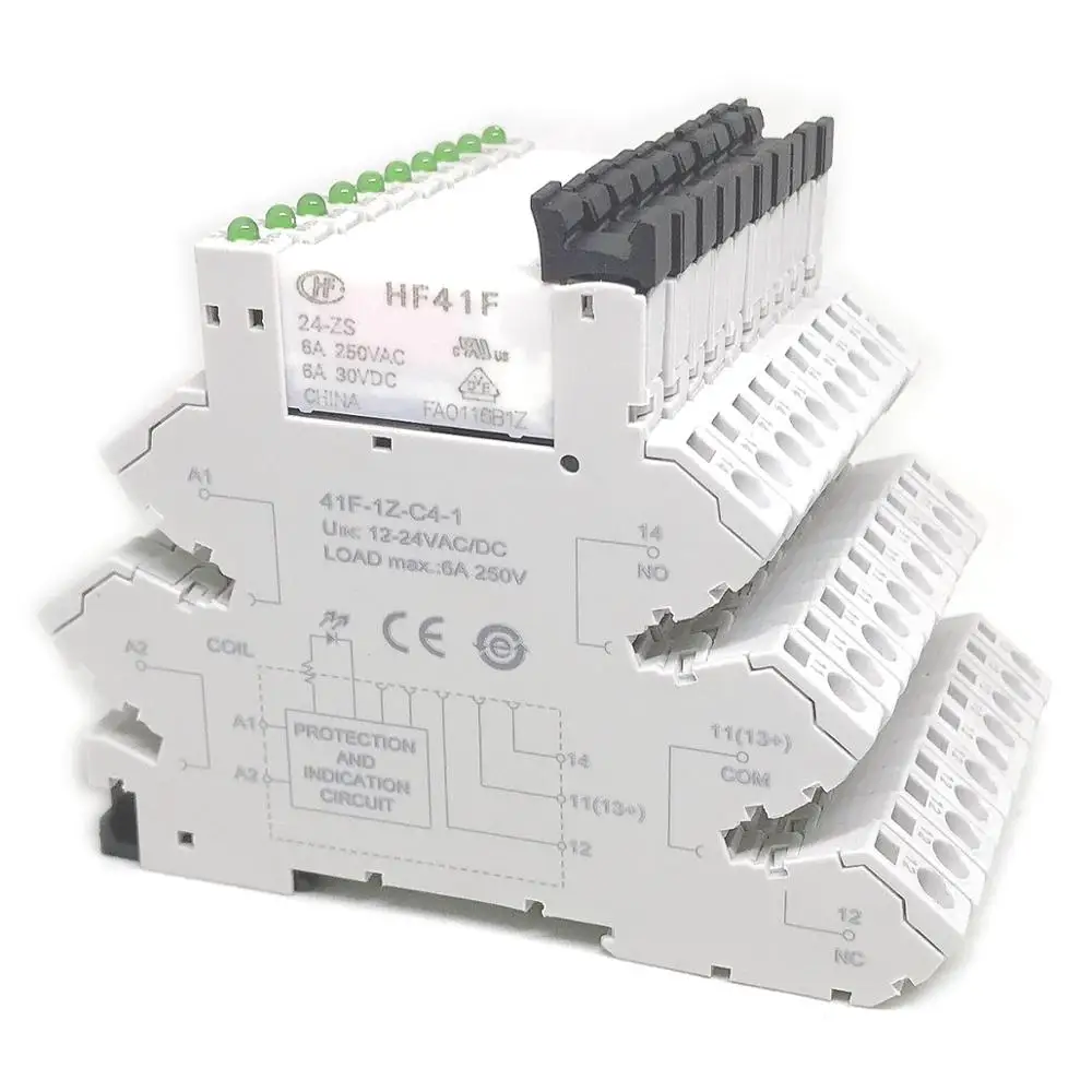Тонкие Концевики реле HF41F 5 шт. 41F 1Z C4 1 В 12 24 6A 1CO светодиодный с защитной схемой