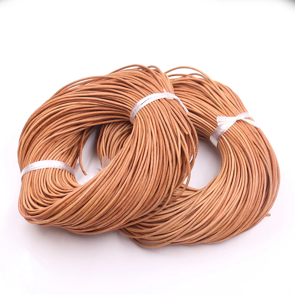 

5/10Meter 2mm Real Genuine Leather Cord Round Rope Twine String Natural Rope DIY Necklace Bracelet Jewlery Making Accessories