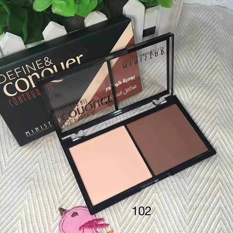 2 Colors Face Matte Powder Bronzer Highlighter Palette Set Trimming Powder Face Affordable Personality Fashion Comfort - Цвет: 102
