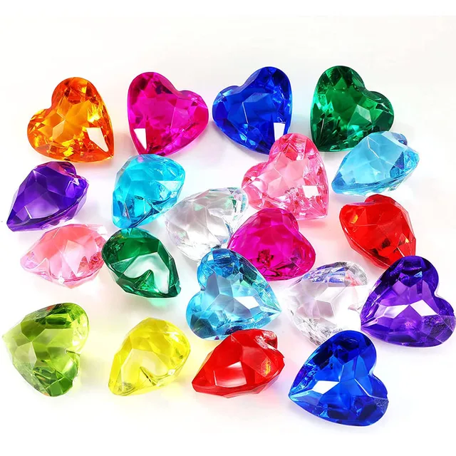 Pirate Treasure Kids Toys For Boys Girls Big Size Love Heart Shaped Crystals Acrylic Diamonds Gemstones Brinquedos Menino Menina 2