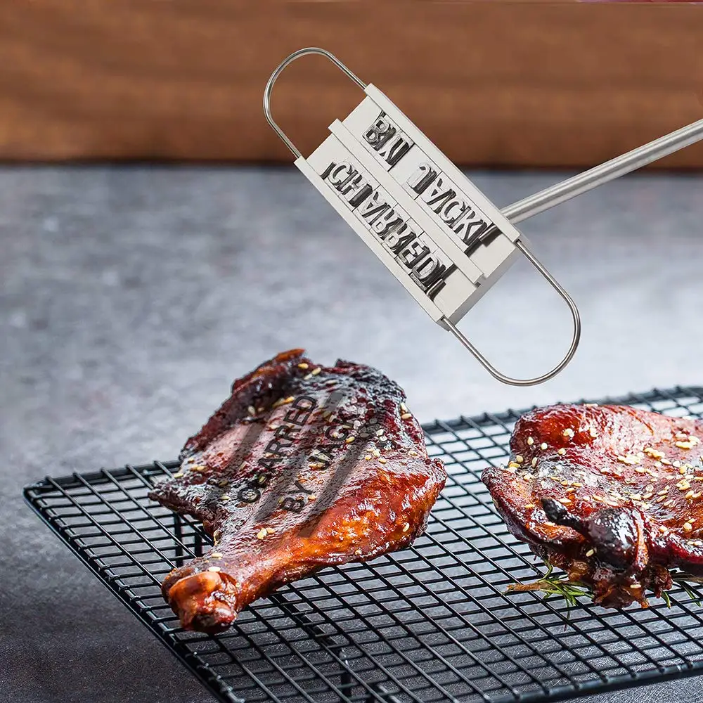 4 Letter Branding Iron, Steak, Wood & Leather