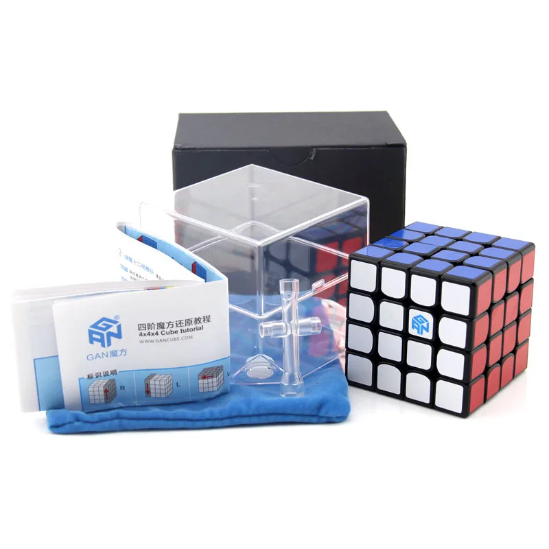 

Gan460m Magnetic Four Order Magic Cube Black And White with Pattern Semi-Bright Adhesive Paper Smooth Game Speed Twist Blind Twi