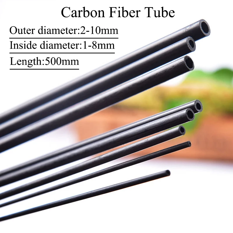 10pcs High Quality Carbon Fiber Tube 2-10mm Hollow Pipe/Rod for RC Airplane kite