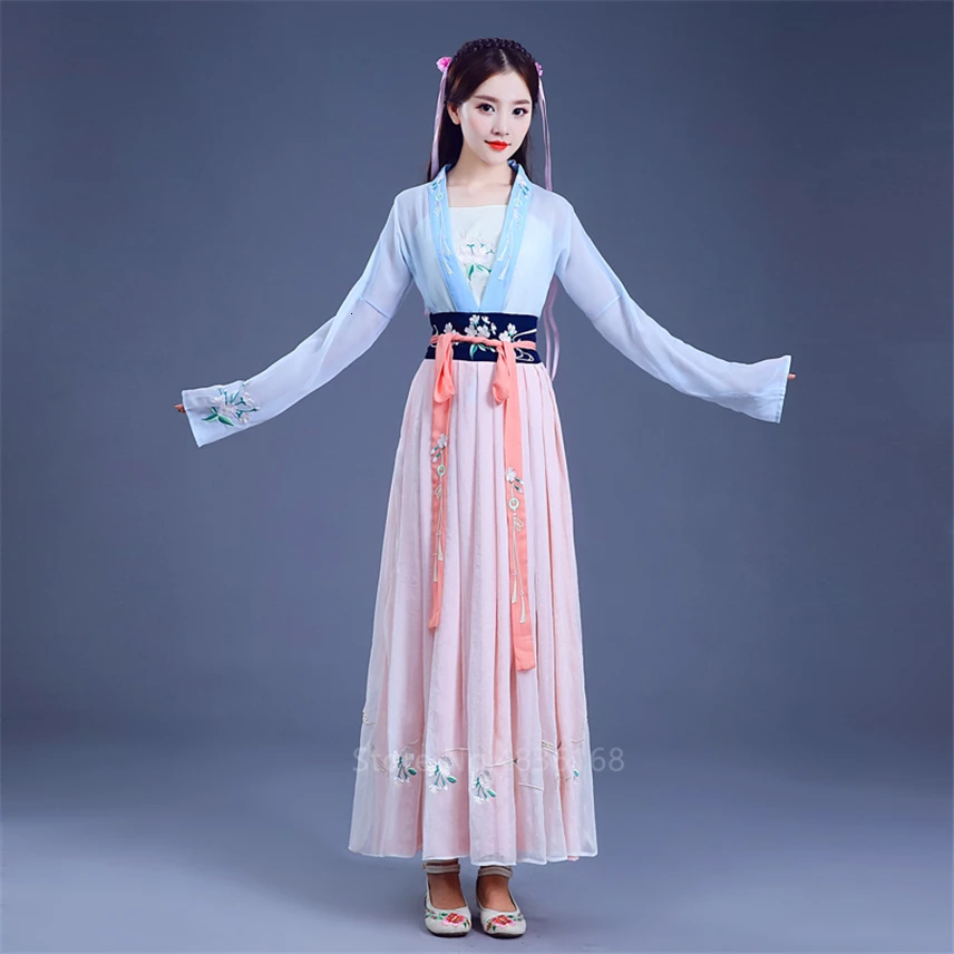 Традиционное китайское Новогоднее женское сказочное платье Hanfu народные