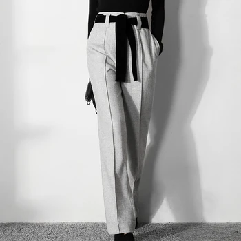 

autumn winter fashion ol woolen pants women high waist office lady straight wide leg pants