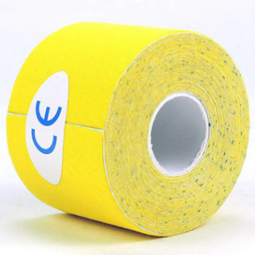 Yellow 1 шт., водонепроницаемая кинезиологическая лента, наколенники для фитнеса, наколенники для игры в теннис, спортивные наколенники, Защитные Налокотники, эластичный бинт, 5 см x 5 м - Цвет: Yellow