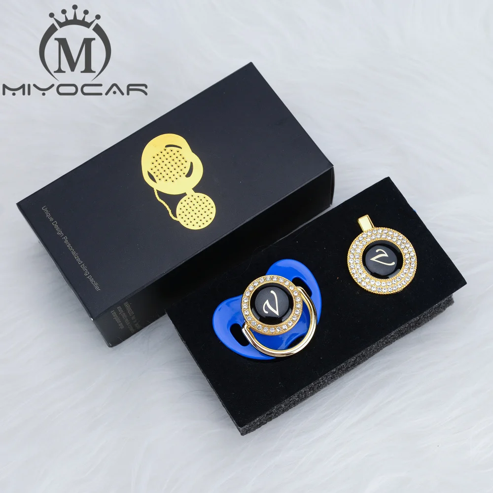 MIYOCAR, с именем, начальная буква V, элегантная, серебряная, шикарная, Соска-пустышка, клипса, BPA бесплатно, пустышка, блестящая, уникальный дизайн, SGS pass LV