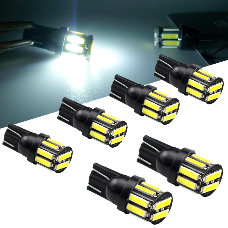 

6x Car T10 Led White Blue T10 w5w Led Bulbs DRL Turn Parking Width Sidemarker Interior Dome Light Reading Lamp Car Styling 12v
