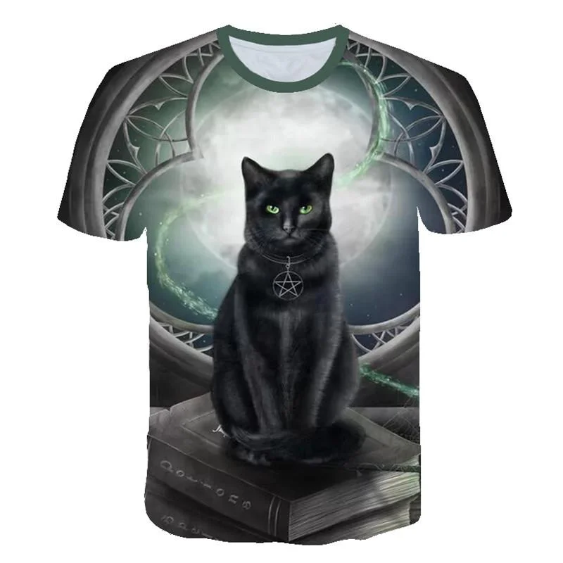 2021 fashion casual men's and women's T-shirts two pieces of 3d cat print shirt men's and women's short-sleeved tops XXS-6XL sum