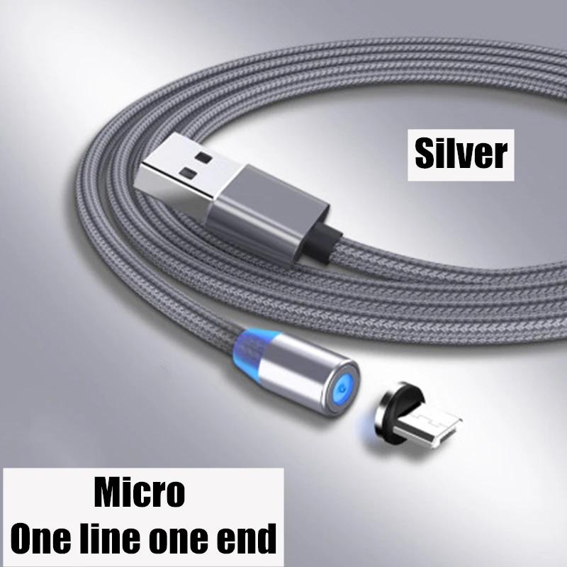 Магнитный USB кабель для зарядки и передачи данных для type-C IOS iPhone Android Micro USB кабель для быстрой зарядки и синхронизации данных для смартфонов - Цвет: micro  silvert