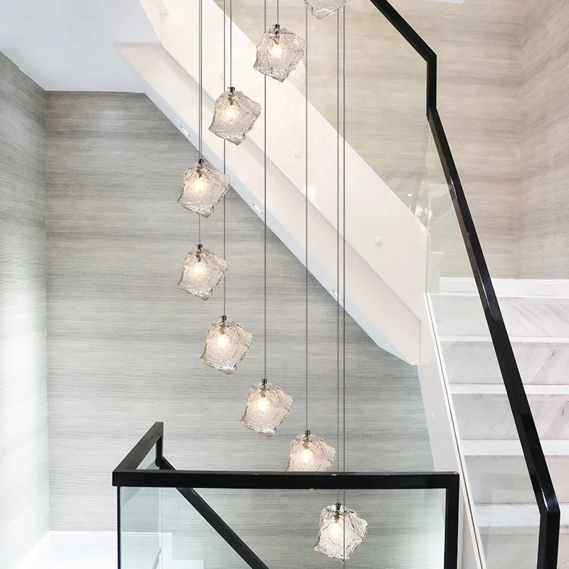 

Stair light glass long pendant light simple modern Loft duplex building restaurant villa spiral stair pendant lamp mx12131457