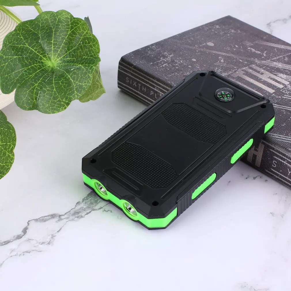 DIY Solar Power Bank Case 2 USB Ports External Charger Powerbank Case for Emergency Outdoor Camping Travel with Compass