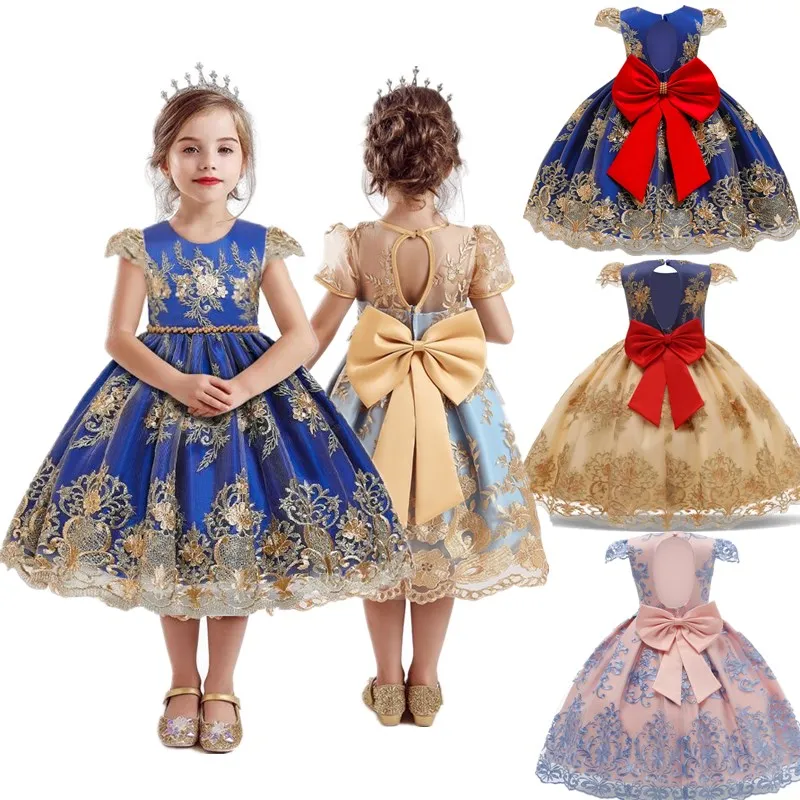 Детские платья с цветами для девочек, роскошное праздничное платье принцессы для дня рождения, рождественское платье для детей возрастом от 4 до 10 лет, детская одежда, vestidos