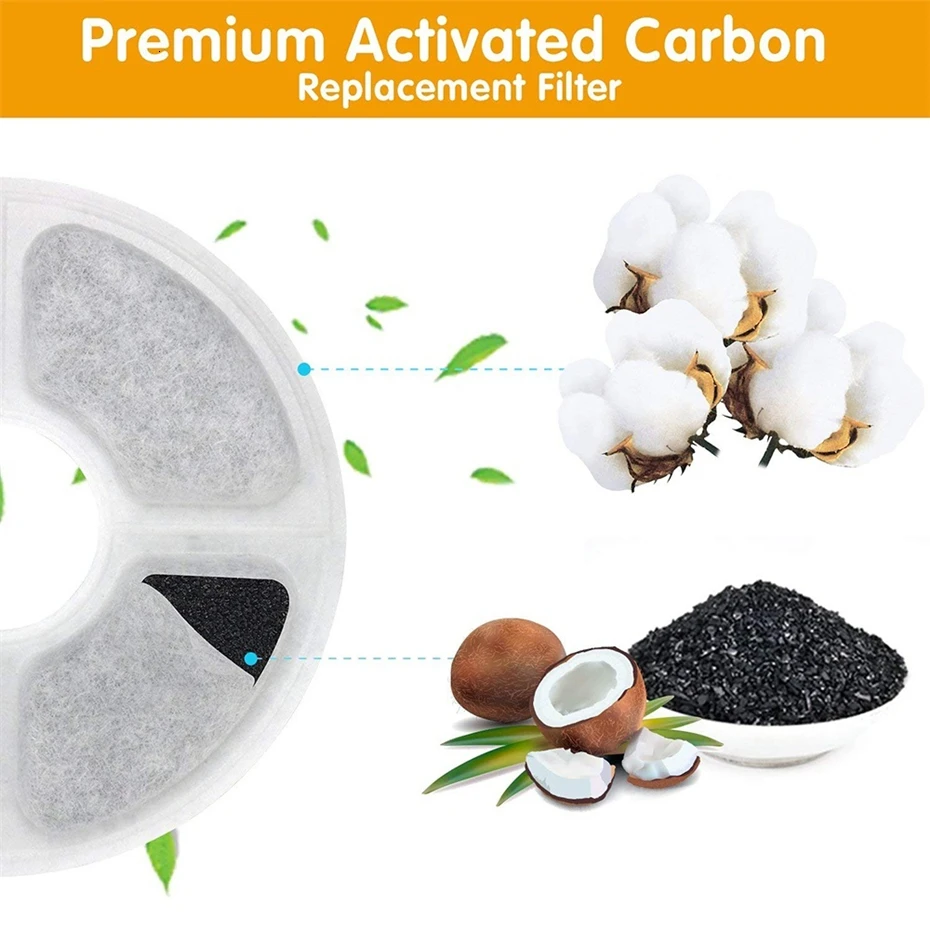 2/4/6 PCS Activated Carbon Filters Round/Square Replacement Charcoal Filter for Pet Cat Drink Water Fountain Dog Feeder