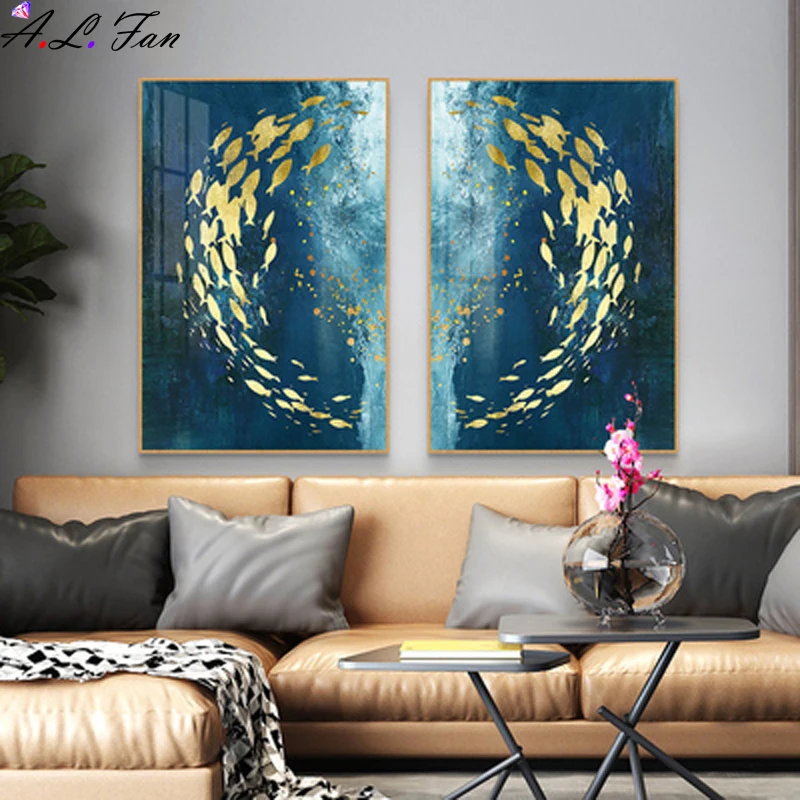 Fish Abstract Poster Modern Canvas Print Living Room Decoration Wall Picture 