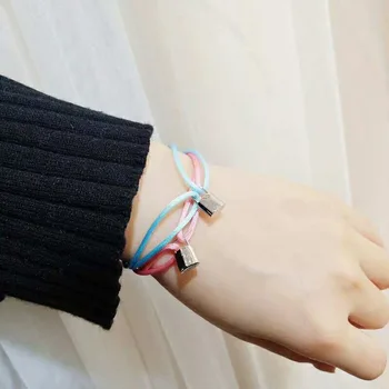 

Charity in 2019 Titanium Steel Silver Lock Multi - color hand Roped For women and men, lovers jewelry