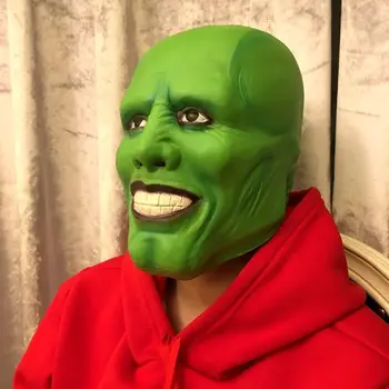 

Jim Curry Movie The Mask, La Cosplay Green Mask Fancy Dress Party Halloween Cosplay Full Face Mask cosplay props
