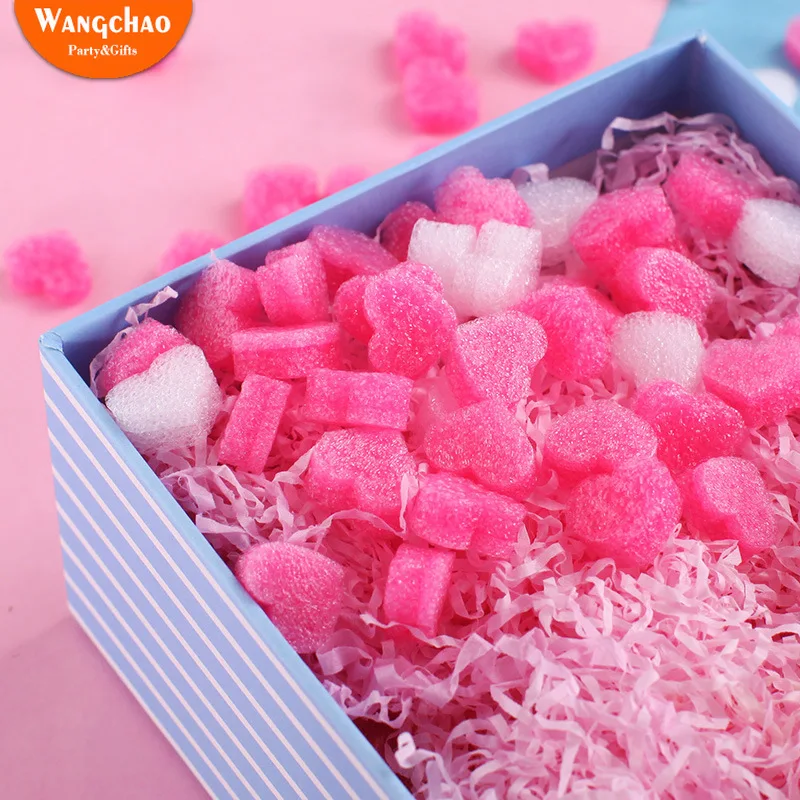 50 unids/bolsa Mini Rosa corazón amor perlas de espuma de limo de la caja de regalo esponjoso limo de relleno de pasta de barro embalaje para boda flor caja de relleno