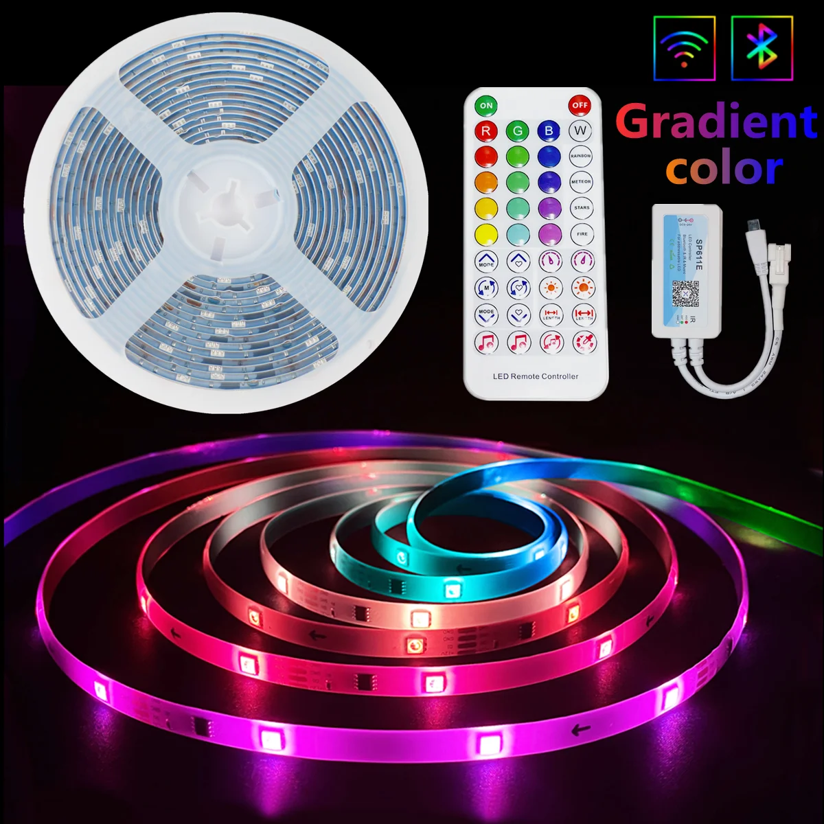 LED luces de tira RGB 5050 resistente al agua lámpara Flexible cinta de Bluetooth Color de sueño luces led 5M10M DC12V Control de la música para la habitación