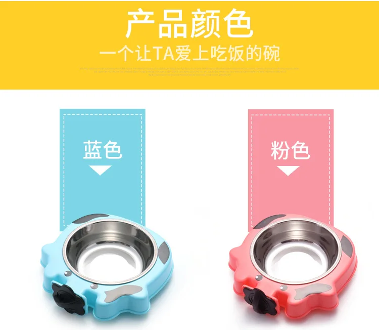 Currently Available Wholesale Hanging Stainless Steel Bowl for Pet Single Bowl Cage Only Cartoon Cat Bowl Durable Dog Bowl