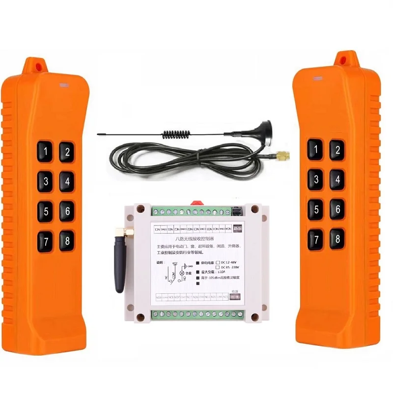 

Industria 2000m DC12V 24V 36V 48V 8CH 868M Wireless Remote Control LED Light Switch Relay Output Radio RF Transmitter Receiver