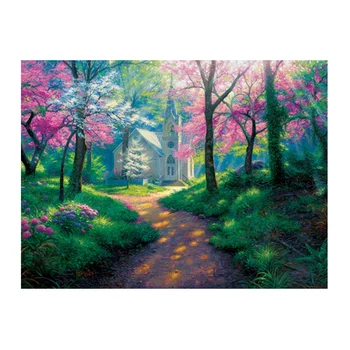 

5D DIY Diamond Painting spring sunshine under the road Full circular Diamond Embroidery Cross Wall Sticker Home Decor