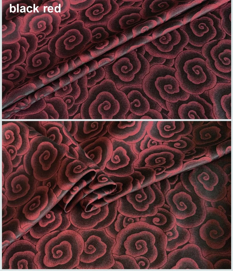 black red 100 см* 114 см облако жаккард Шелк вискоза ткань креп Атлас Qipao материал Китай - Цвет: black red