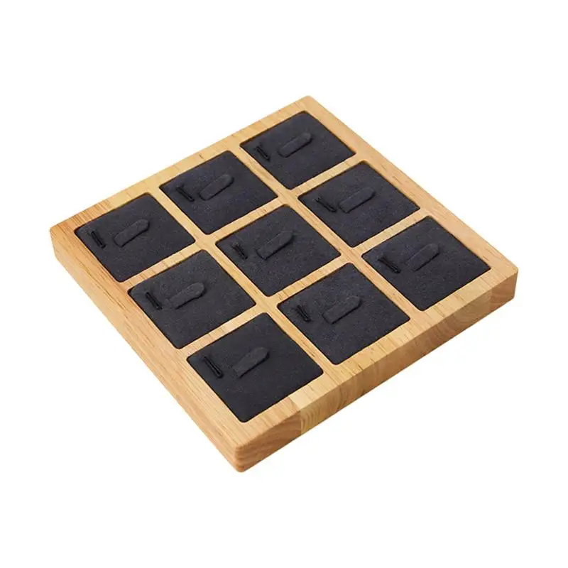 9-Grid Jewelry Storage Boxes Ring Organizer Rack Portable Rings Display Tray for Store Bedroom Dressing Room