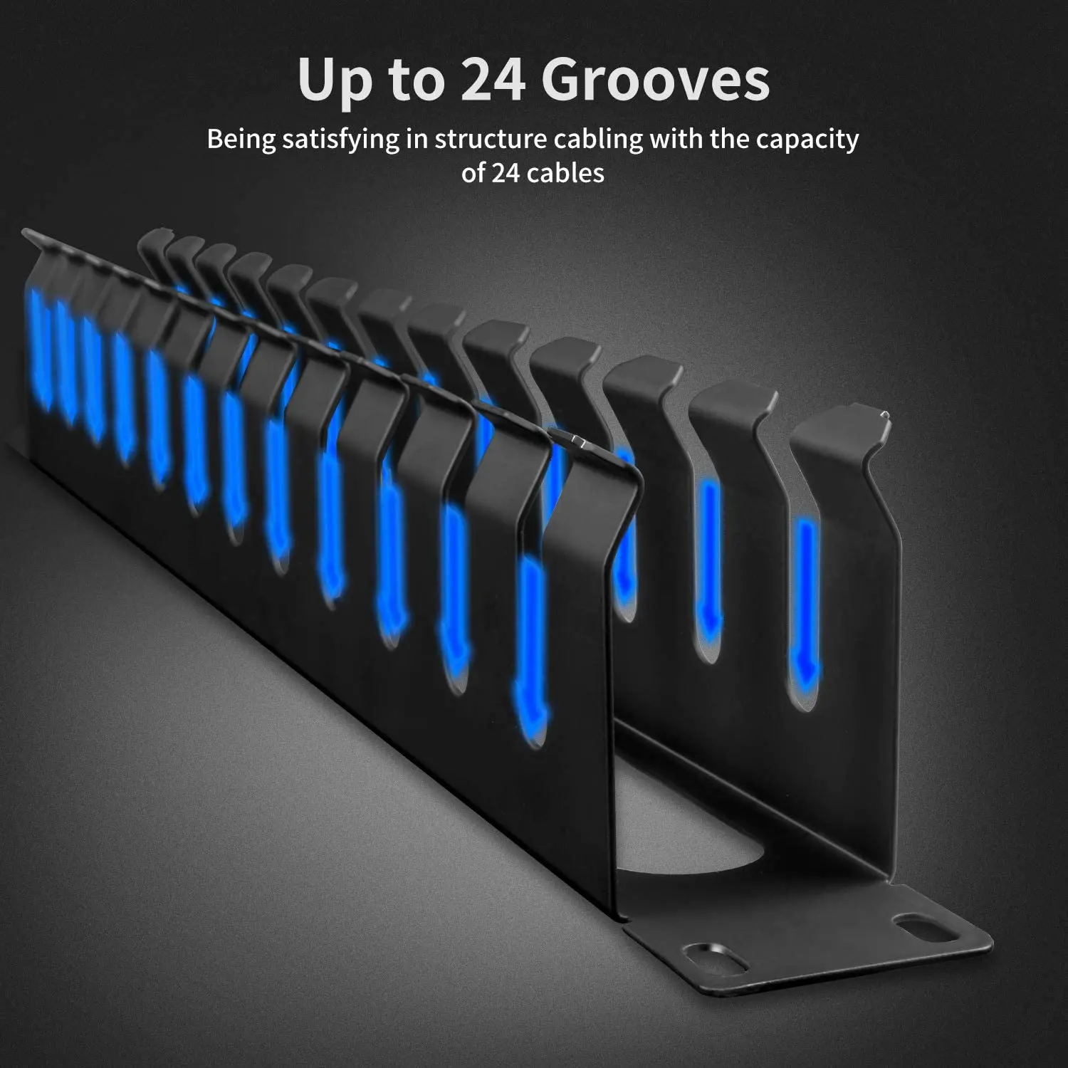 Server Rack Shelf ZoeRax 1U 19 Inch Rack Mount Cable Management All Metal 24 Slot Horizontal Wire Manager