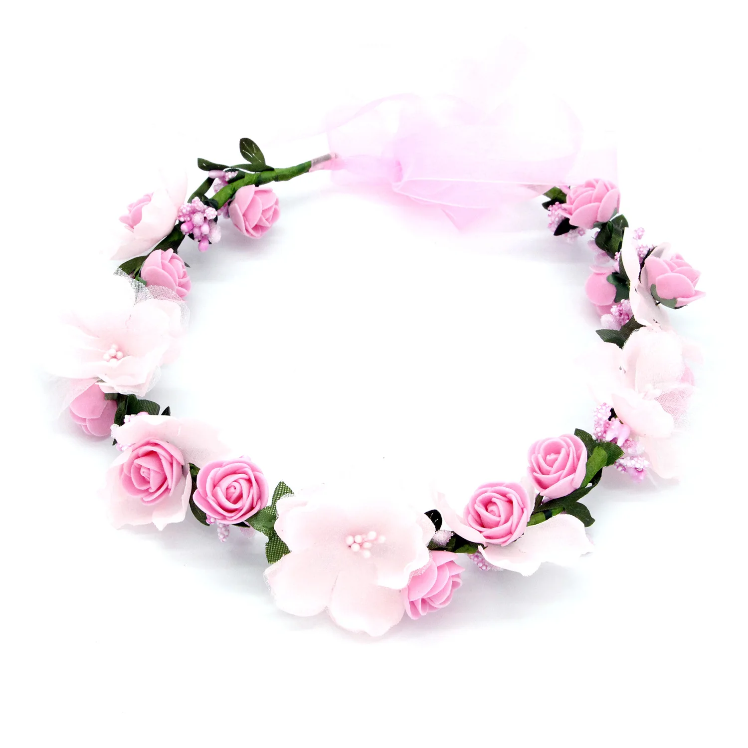 Bride Flower Crown Hair Band Wedding Floral Headband Garland Girl Flower Wreath Elastic Hair Accessories Party Wedding Headpiece