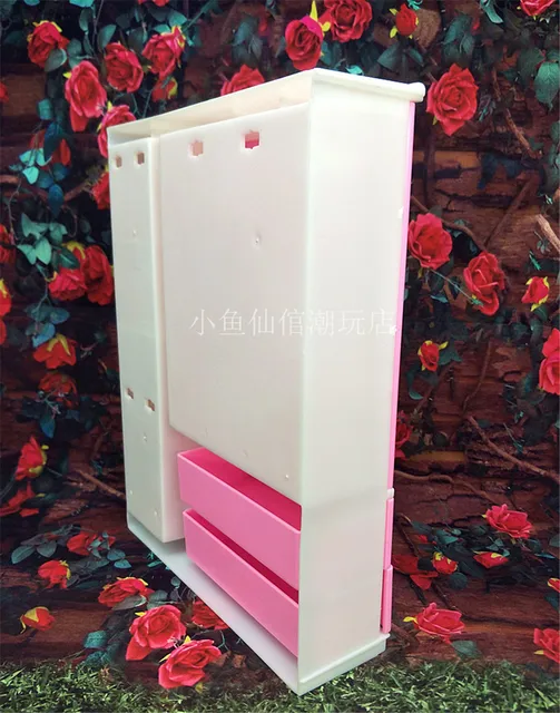 21cm doll wardrobe closet simulation toy pink drawer movable play house furniture storage cabinet 4