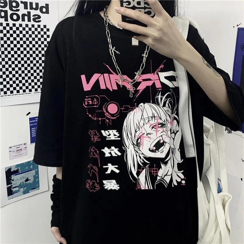 Camiseta gótica Harajuku para mujer, Tops negros de manga corta estampados, camisetas informales de moda, ropa para mujer, camisetas, directo| Camisetas| AliExpress