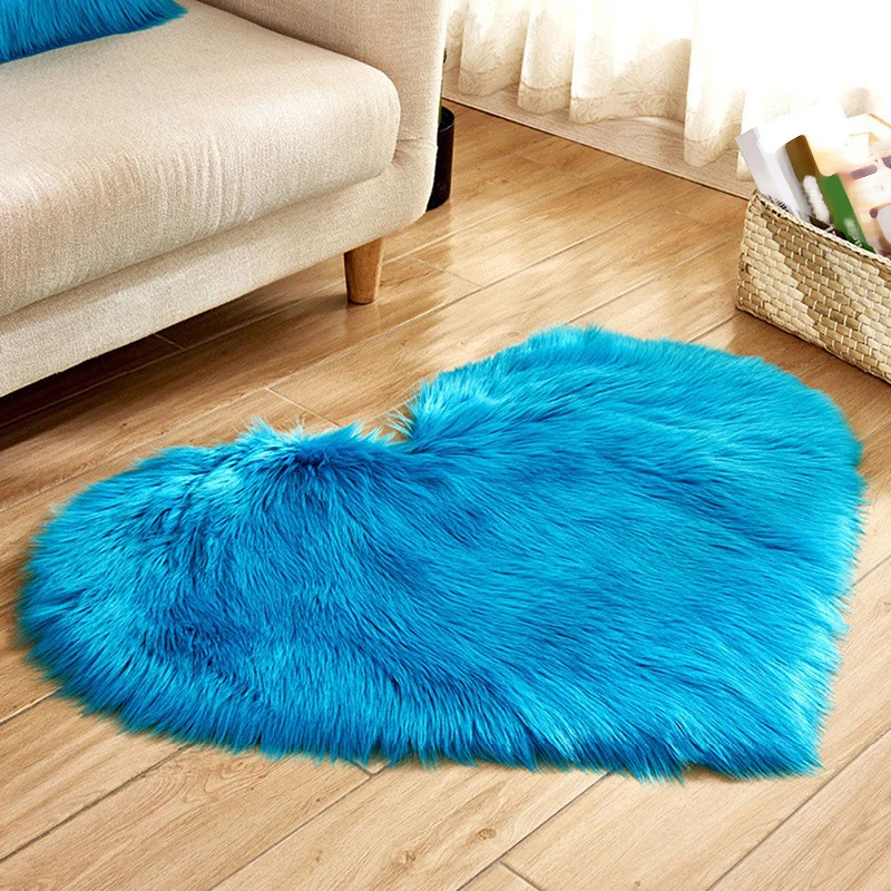 Фиолетовый серый синий мягкий коврик из искусственного меха в форме сердца
